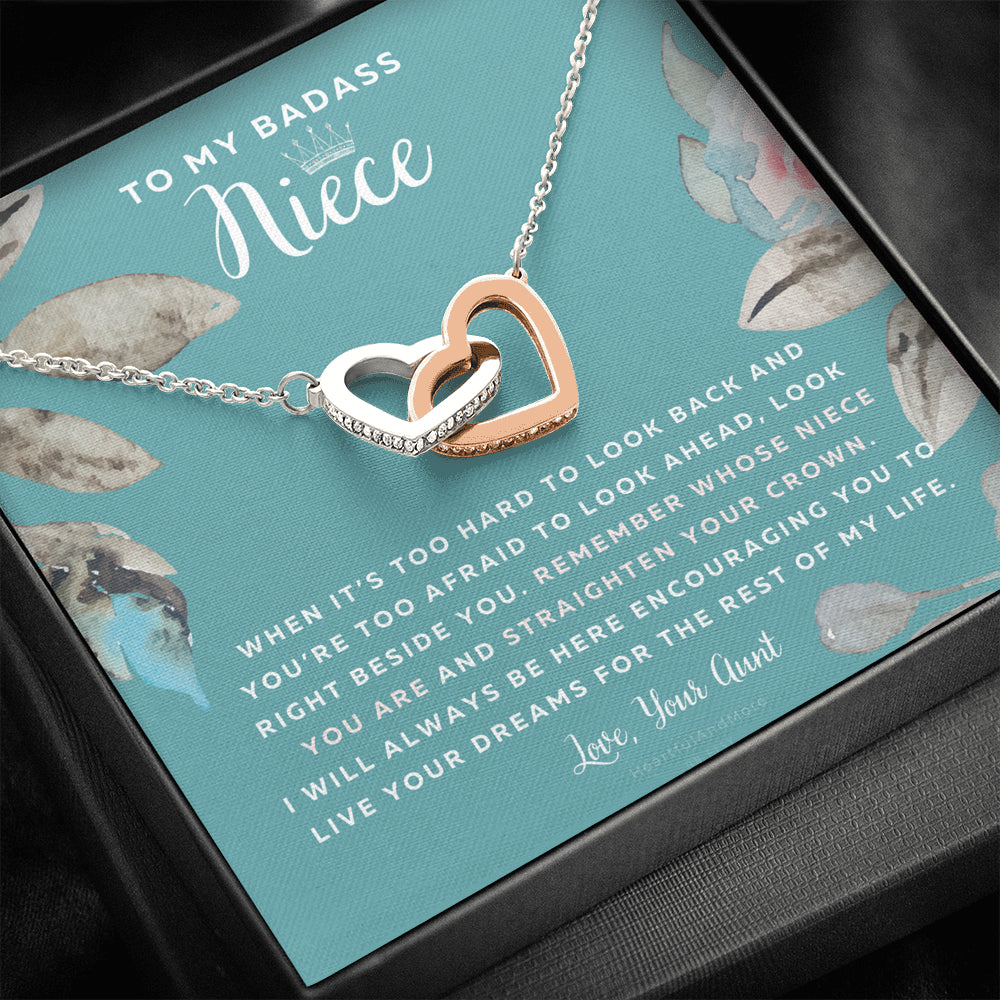 To My Badass Niece, Straighten Your Crown Necklace, Aunt Niece Necklace, Niece Birthday Gift, Niece Graduation Gift