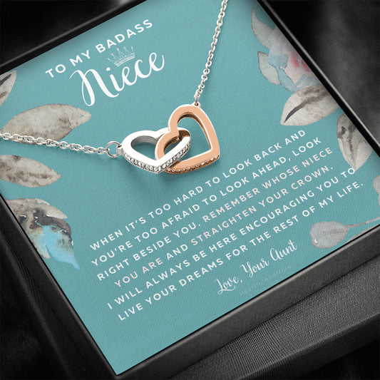To My Badass Niece, Straighten Your Crown Necklace, Aunt Niece Necklace, Niece Birthday Gift, Niece Graduation Gift