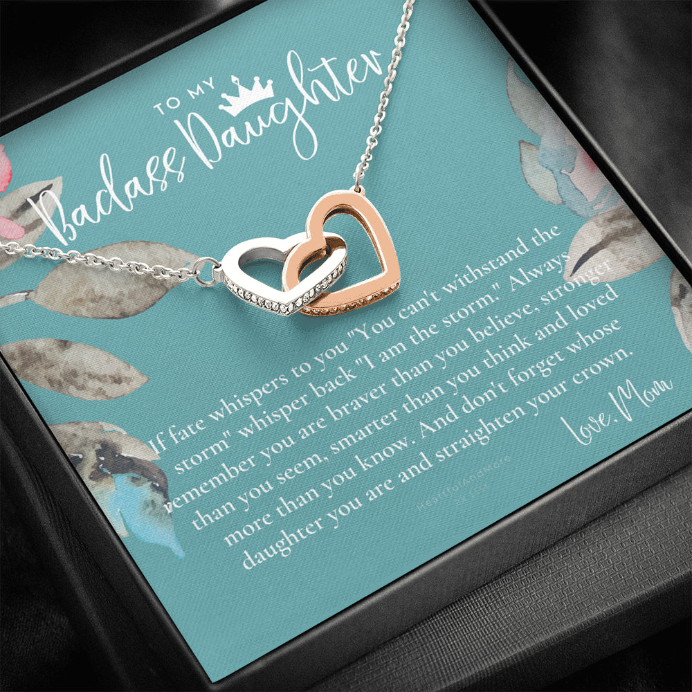 Daughter Gift from Mom, Heart Necklace Daughter Gift, Interlocking Necklace to Daughter, Daughter Graduation, Birthday Gift, Necklace