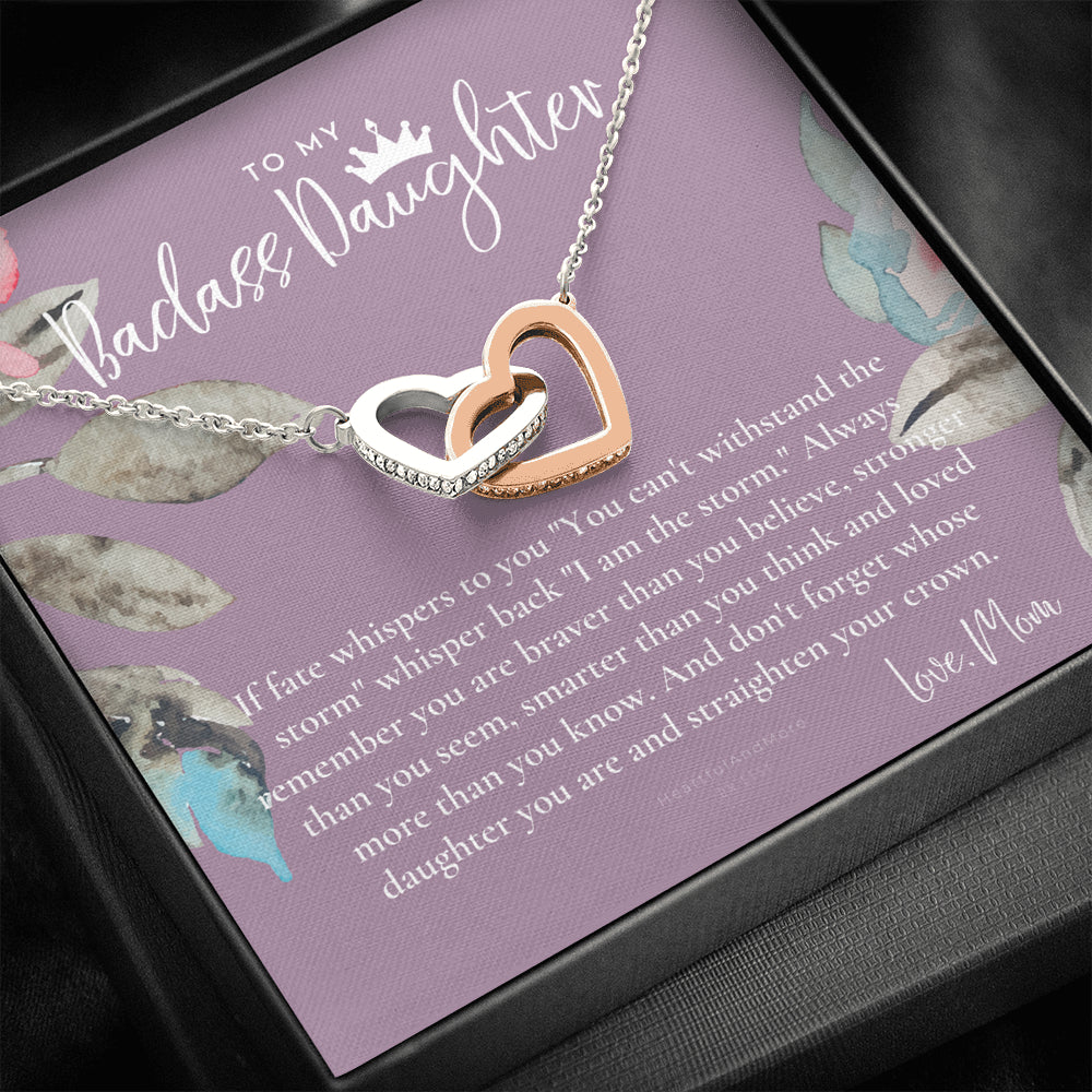 Daughter Gift from Mom, Heart Necklace Daughter Gift, Interlocking Necklace to Daughter, Daughter Graduation, Birthday Gift, Necklace