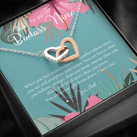 To My Badass Niece, Straighten Your Crown Necklace, Aunt Niece Necklace, Niece Birthday Gift, Niece Graduation Gift