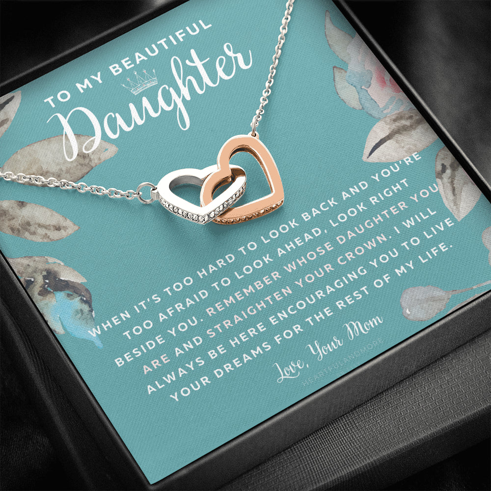 To My Badass Daughter, Straighten Your Crown Necklace, Mom Daughter Necklace, Daughter Birthday Gift, Daughter Graduation Gift