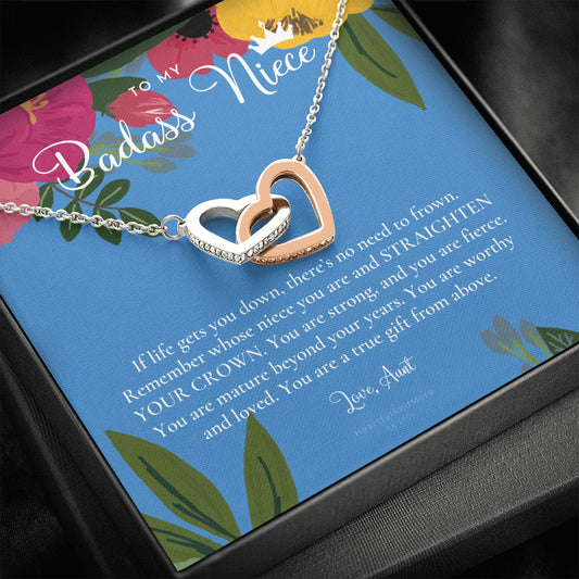 To My Badass Niece, Straighten Your Crown Necklace, Aunt Niece Necklace, Niece Birthday Gift, Niece Graduation Gift