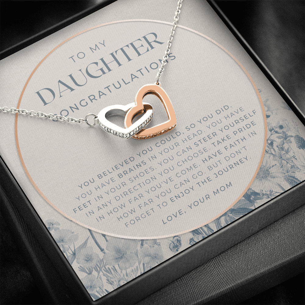 Interlocking Necklace, To My Daughter, Live Your Dreams Necklace, Gift for Daughter from Mom, Graduation