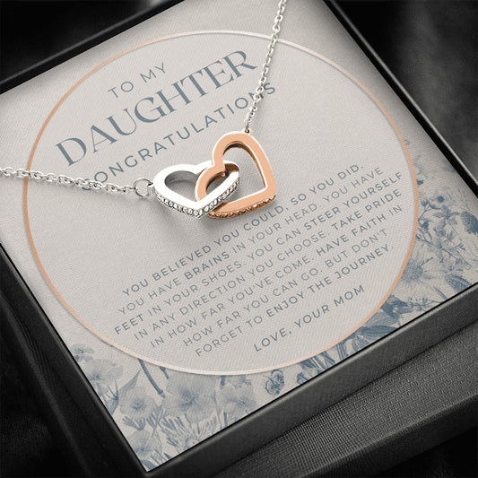 Interlocking Necklace, To My Daughter, Live Your Dreams Necklace, Gift for Daughter from Mom, Graduation