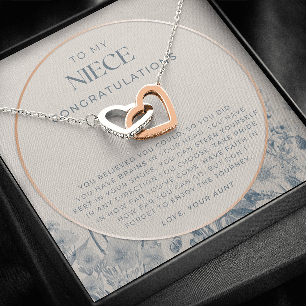 Interlocking Necklace, To My Niece, Live Your Dreams Necklace, Gift for Niece from Aunt, Graduation
