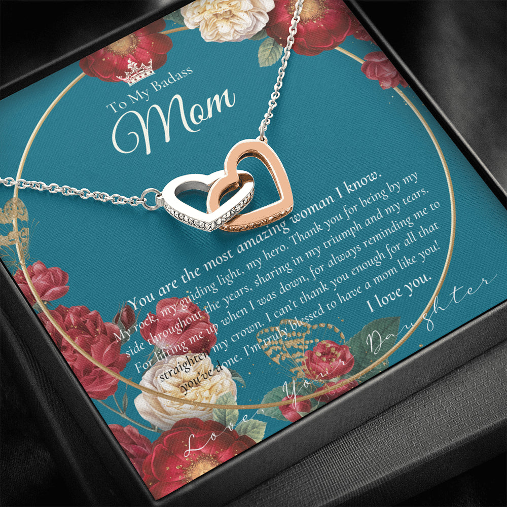 Interlocking Necklace | To My Badass Mom Necklace | Mother’s Day Gift | Daughter to Mom Gift | Gift from Daughter to Mom on Wedding Day | Mom gift | Birthday Gift