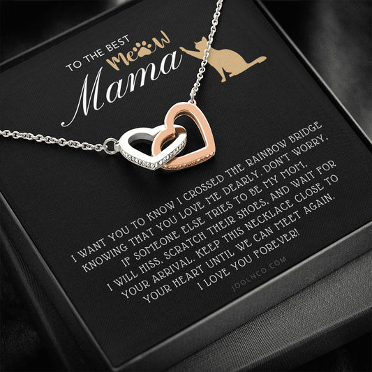 Interlocking Necklace, To My Cat Mom, To The Best Cat Mama, Until We Can Meet Again Necklace, Loss of Cat memorial necklace, Cat loss gifts, Rainbow Bridge Cat, Pet sympathy gift