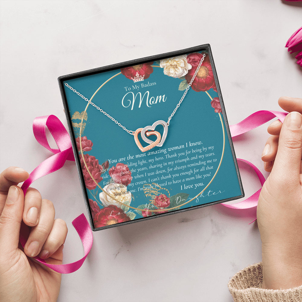 Interlocking Necklace | To My Badass Mom Necklace | Mother’s Day Gift | Daughter to Mom Gift | Gift from Daughter to Mom on Wedding Day | Mom gift | Birthday Gift