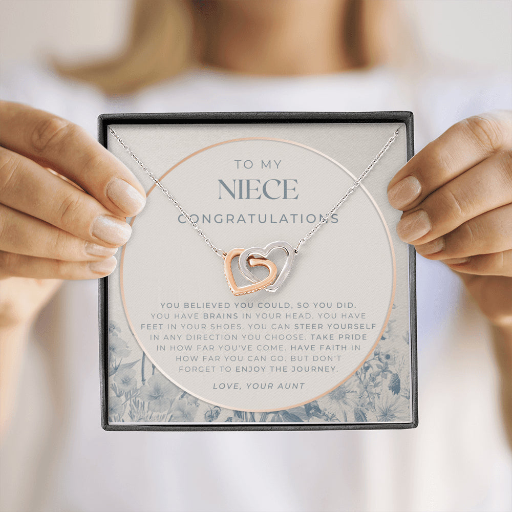Interlocking Necklace, To My Niece, Live Your Dreams Necklace, Gift for Niece from Aunt, Graduation