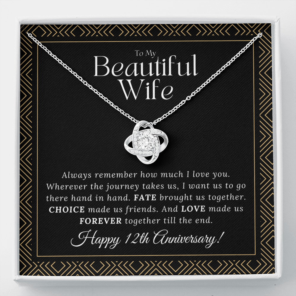 12 Year Anniversary Gift For Wife - Love Knot Necklace