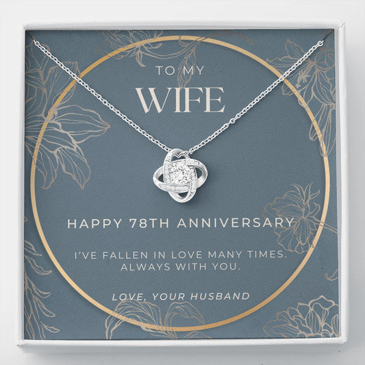 78 Year Anniversary Gift For Wife - Love Knot Necklace