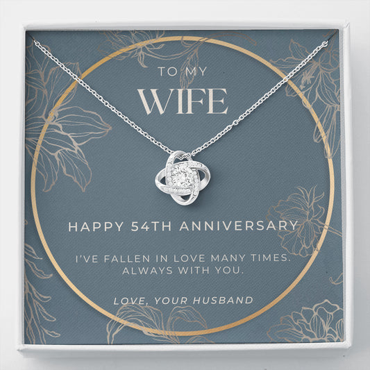 54 Year Anniversary Gift For Wife - Love Knot Necklace