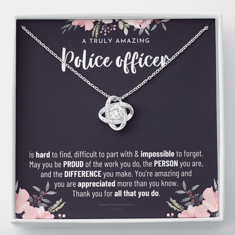 Gift For Female Police officer, Police officer Retirement Gift, Police officer Appreciation Gift, Birthday, Love Knot Necklace