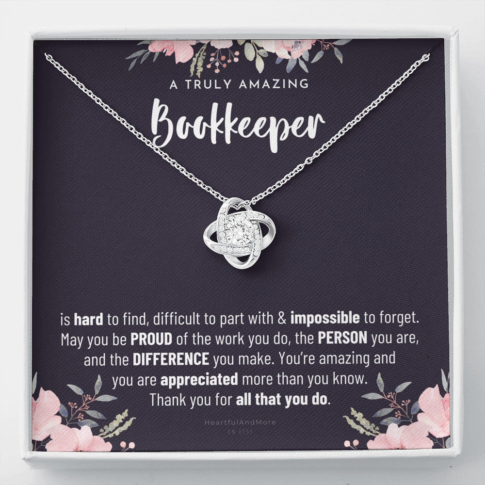 Gift For Female Bookkeeper, Bookkeeper Gift, Bookkeeper Appreciation Gift, Birthday, Love Knot Necklace