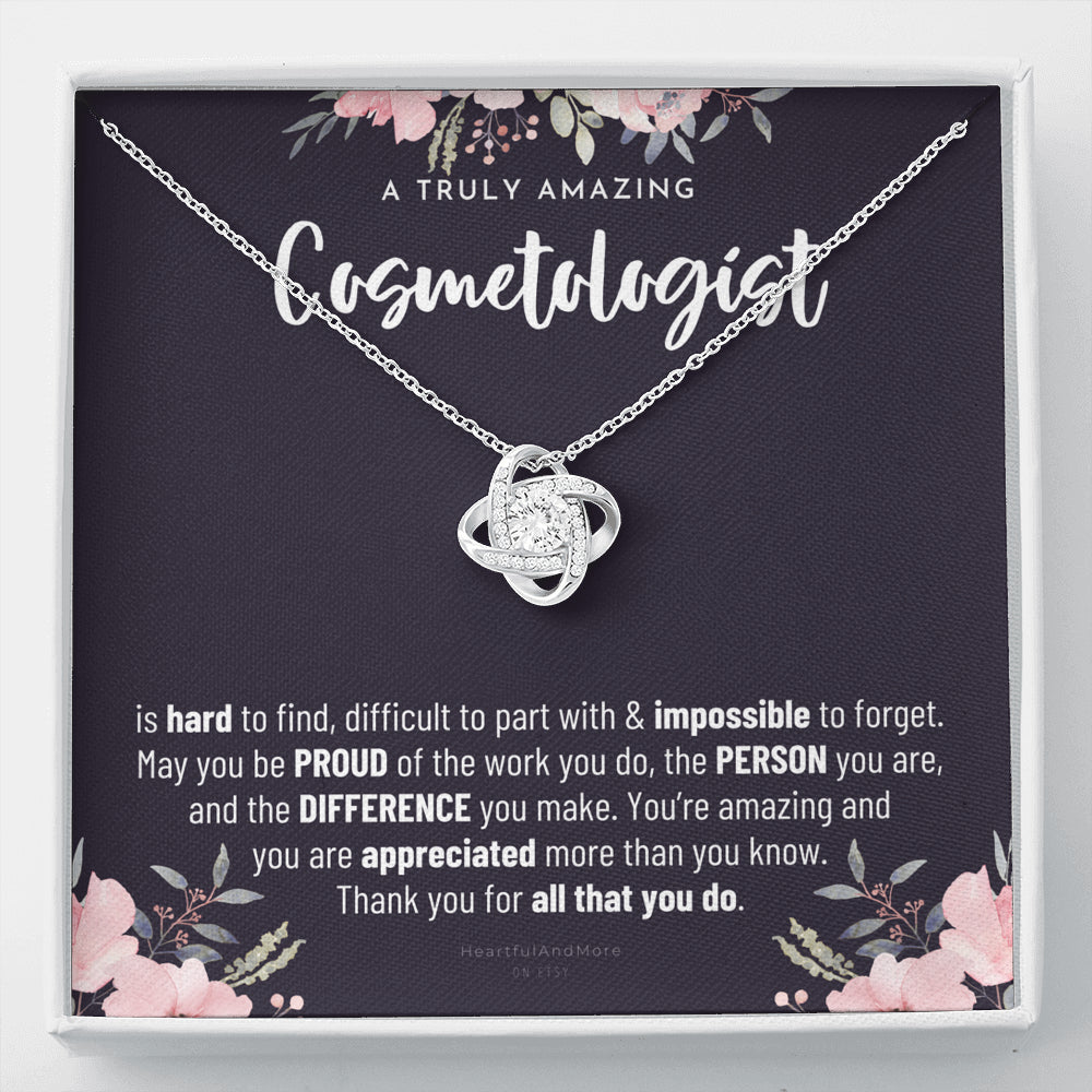 Gift For Female Cosmetologist, Cosmetologist Gift, Cosmetologist Appreciation Gift, Birthday, Love Knot Necklace
