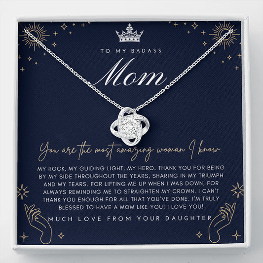 Love Knot Necklace | To My Badass Mom Necklace | Mother’s Day Gift | Personalized Mom Gift | Mothers Necklace | Gift for Mom | Best Mom Gift | Interlock Heart