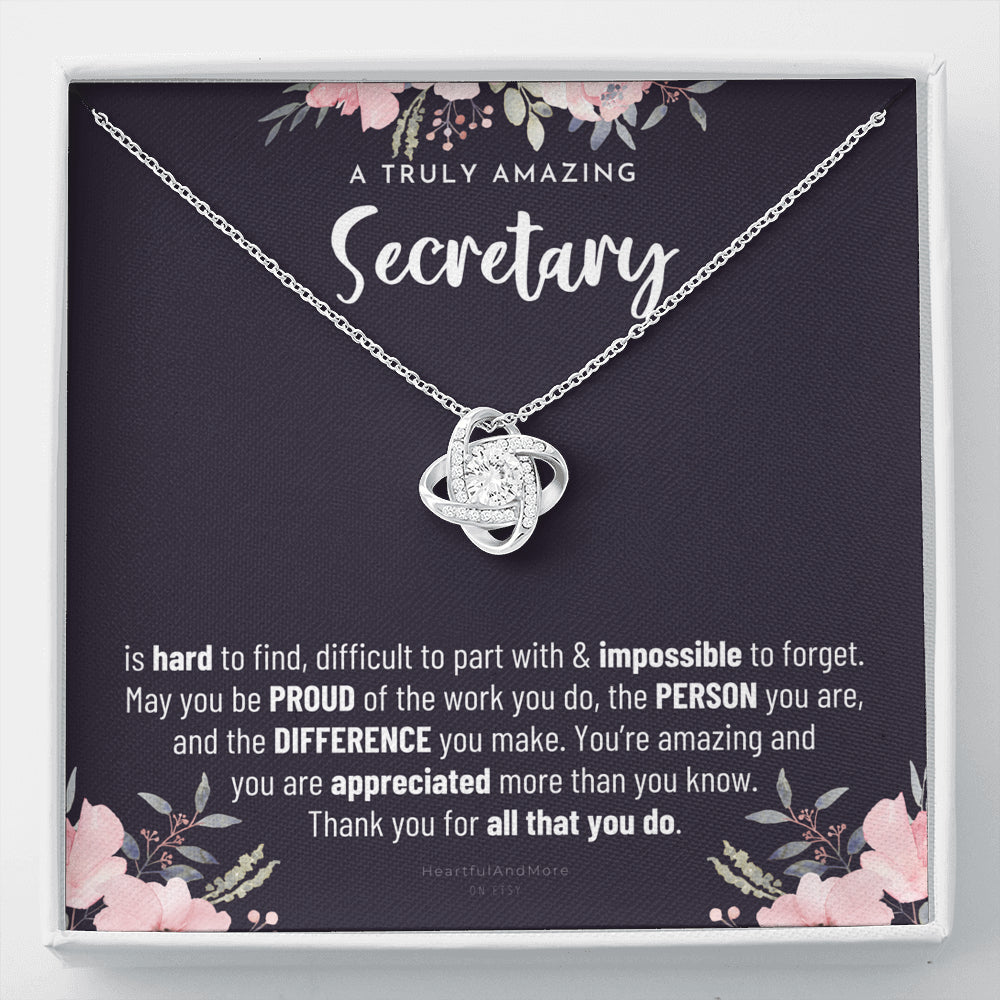 Gift For Female Secretary, Secretary Gift, Secretary Appreciation Gift, Birthday, Love Knot Necklace