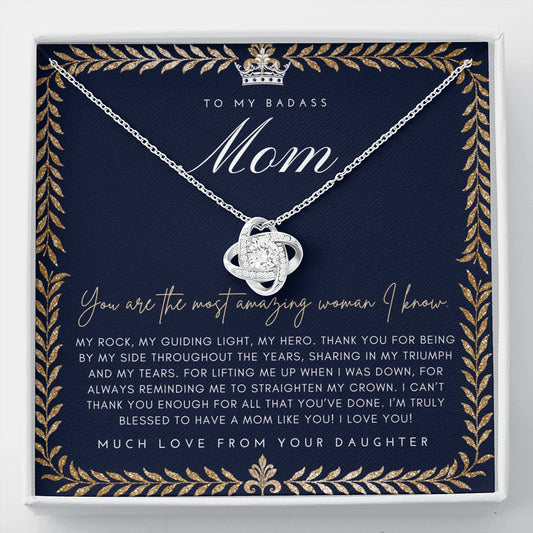 Love Knot Necklace | To My Badass Mom Necklace | Mother’s Day Gift | Personalized Mom Gift | Mothers Necklace | Gift for Mom | Best Mom Gift | Interlock Heart