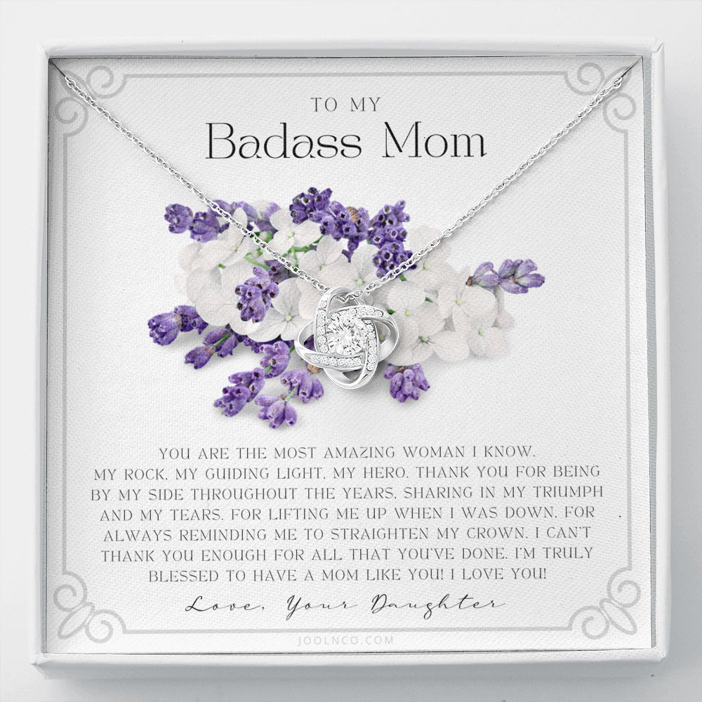 Love Knot Necklace | To My Badass Mom Necklace | Mother’s Day Gift | Daughter to Mom Gift | Gift from Daughter to Mom on Wedding Day | Mom gift | Birthday Gift