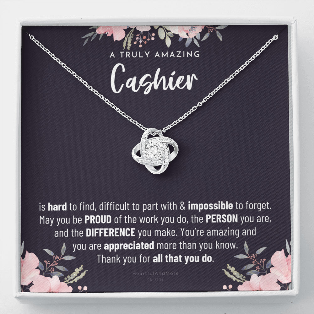 Gift For Female Casher, Casher Retirement Gift, Casher Appreciation Gift, Birthday, Love Knot Necklace
