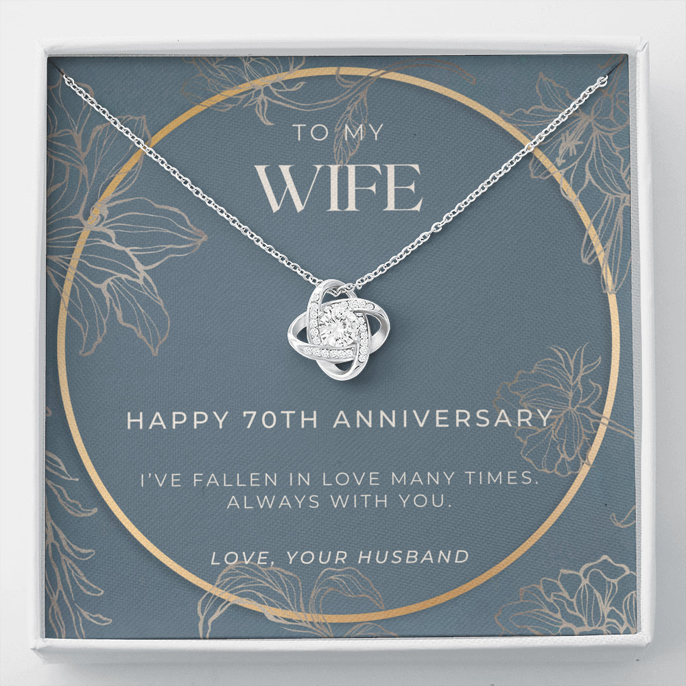 70 Year Anniversary Gift For Wife - Love Knot Necklace