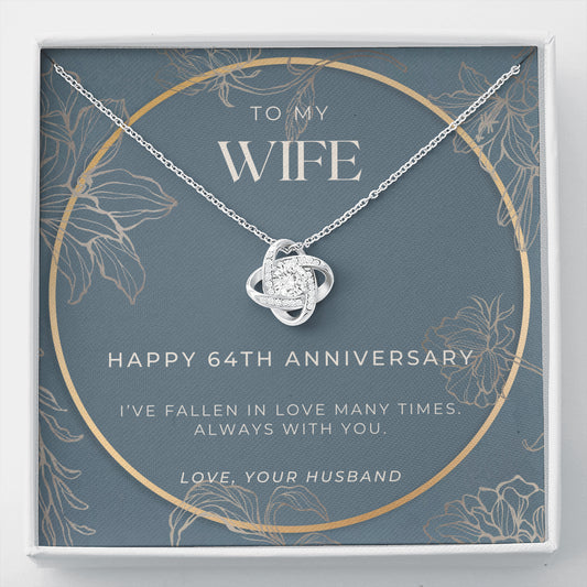 64 Year Anniversary Gift For Wife - Love Knot Necklace