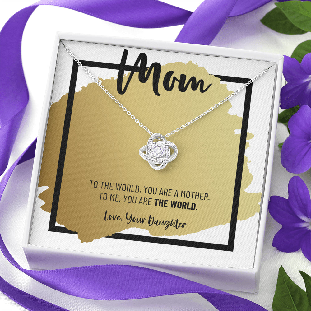 Mom Necklace, Gift from Daughter, Birthday Gift for Mom, Gift for Mother's Day, Love Knot Necklace for Mom, Daughter to Mother Gift