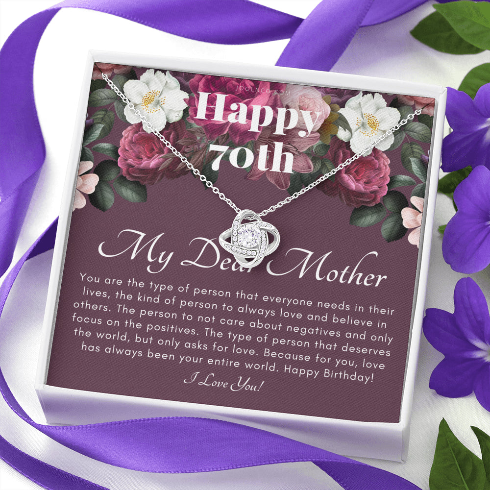 Love Knot Necklace | Mother's 70th Birthday Gift | Gift for Mom on her birthday | Gift For Mom from Daughter & Son | Mom Necklace | Best Mom Gift Message Card