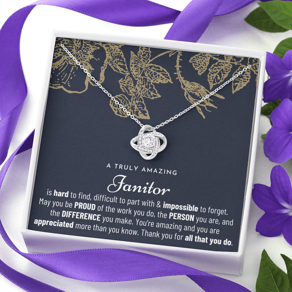 Gift For Female Janitor, Janitor Gift, Janitor Appreciation Gift, Birthday, Love Knot Necklace