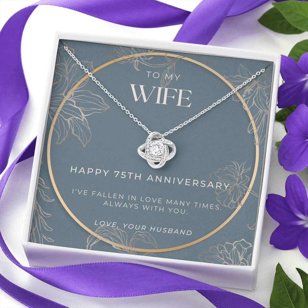 75 Year Anniversary Gift For Wife - Love Knot Necklace