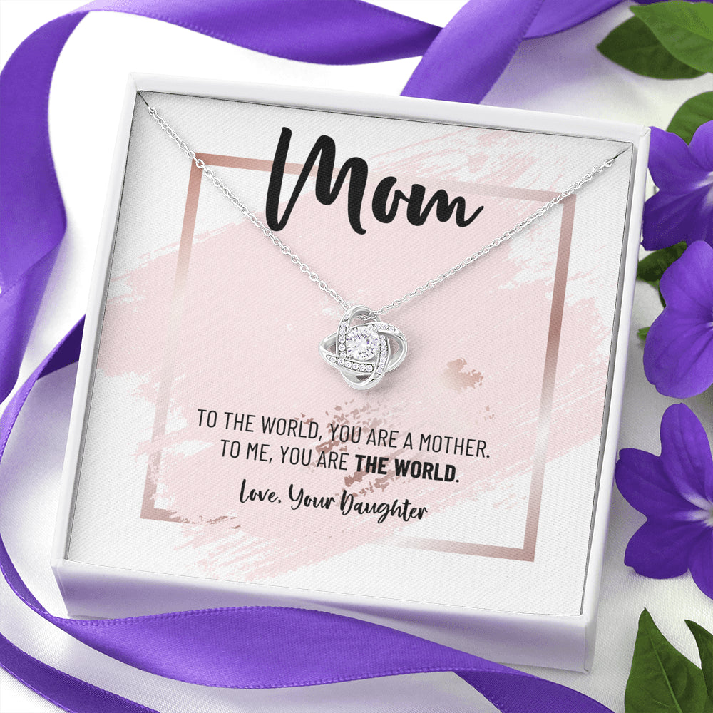 Mom Necklace, Gift from Daughter, Birthday Gift for Mom, Gift for Mother's Day, Love Knot Necklace for Mom, Daughter to Mother Gift
