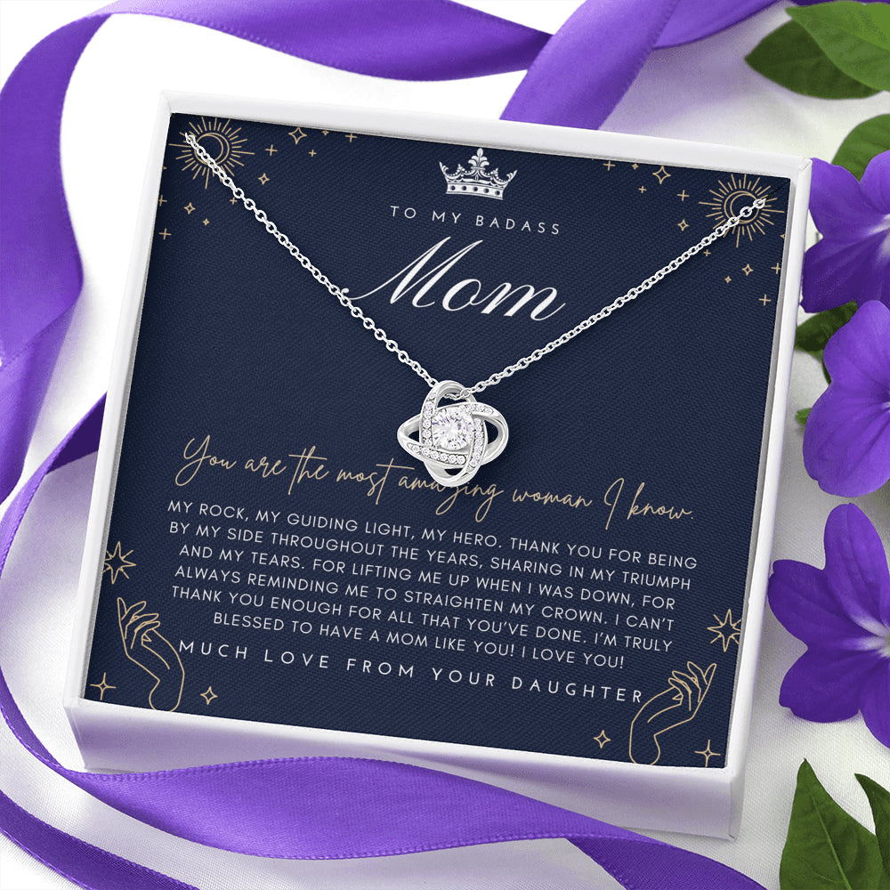 Love Knot Necklace | To My Badass Mom Necklace | Mother’s Day Gift | Personalized Mom Gift | Mothers Necklace | Gift for Mom | Best Mom Gift | Interlock Heart