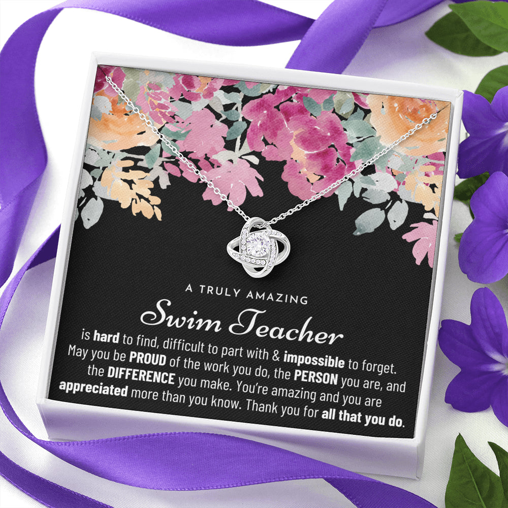 Gift For Female Swim Teacher, Swim Teacher Retirement Gift, Swim Teacher Appreciation Gift, Birthday, Love Knot Necklace