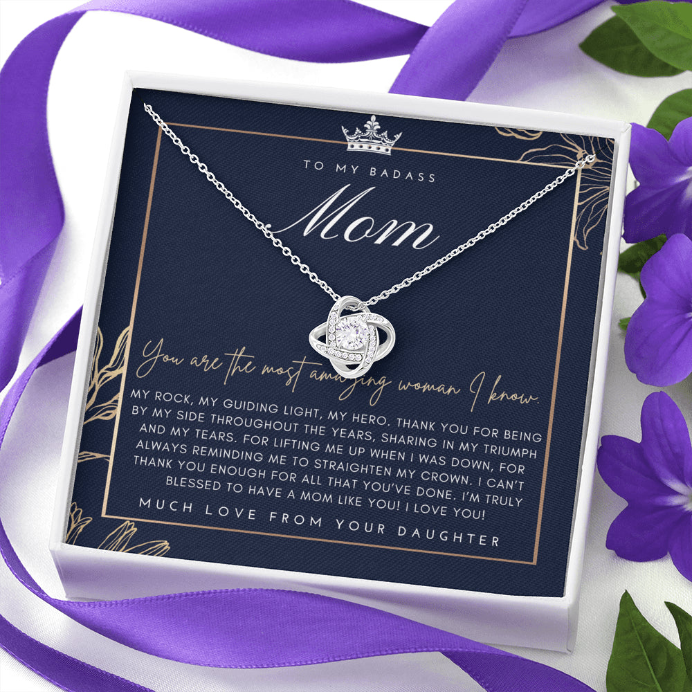 Love Knot Necklace | To My Badass Mom Necklace | Mother’s Day Gift | Personalized Mom Gift | Mothers Necklace | Gift for Mom | Best Mom Gift | Interlock Heart