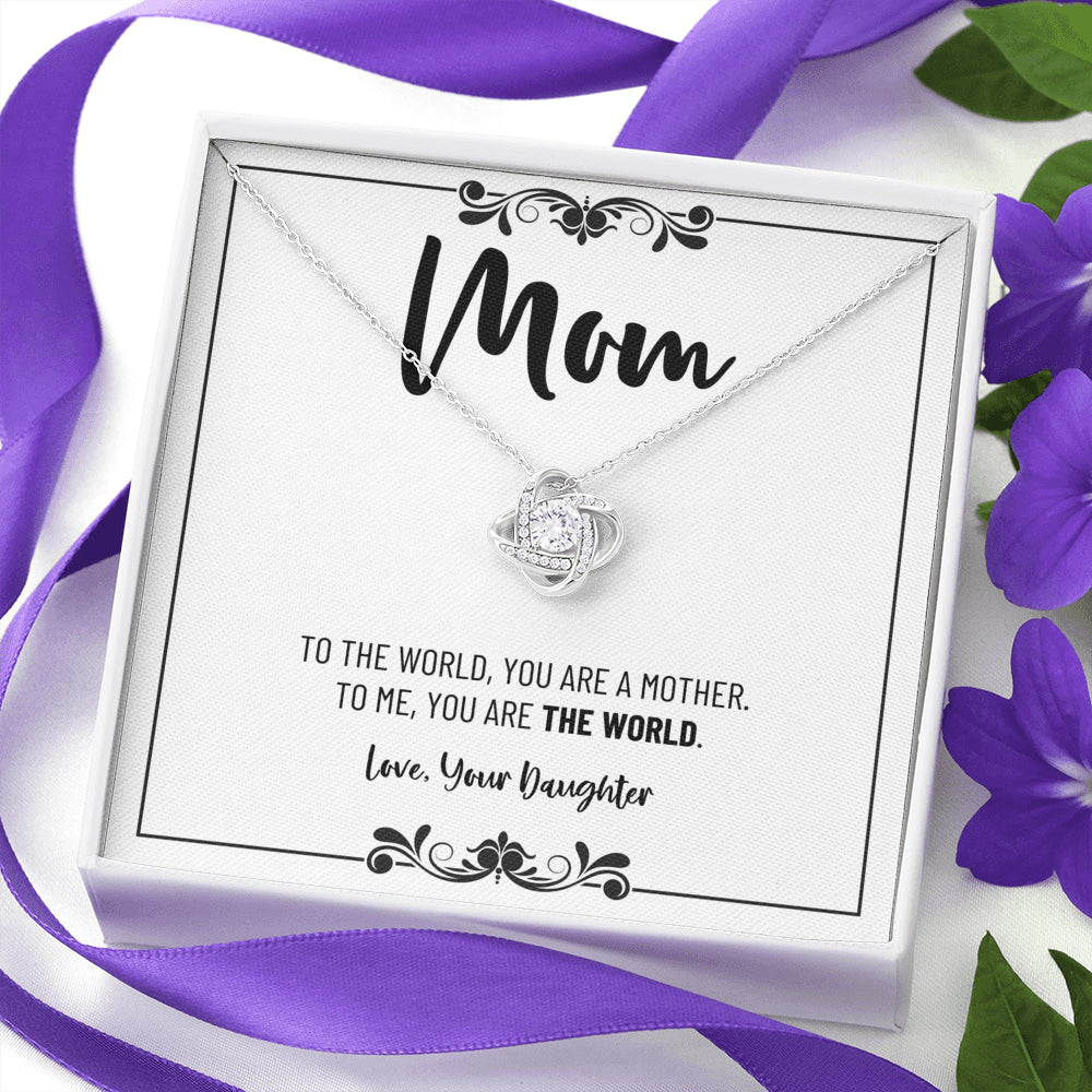 Mom Necklace, Gift from Daughter, Birthday Gift for Mom, Gift for Mother's Day, Love Knot Necklace for Mom, Daughter to Mother Gift