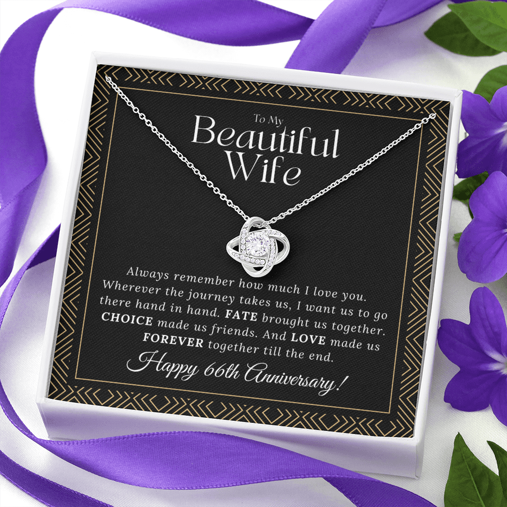 66 Year Anniversary Gift For Wife - Love Knot Necklace