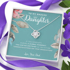 Love Knot Necklace, To My Badass Daughter, Straighten Your Crown Necklace, Father Daughter Necklace, Daughter Graduation Gift, Graduation on Pandemic