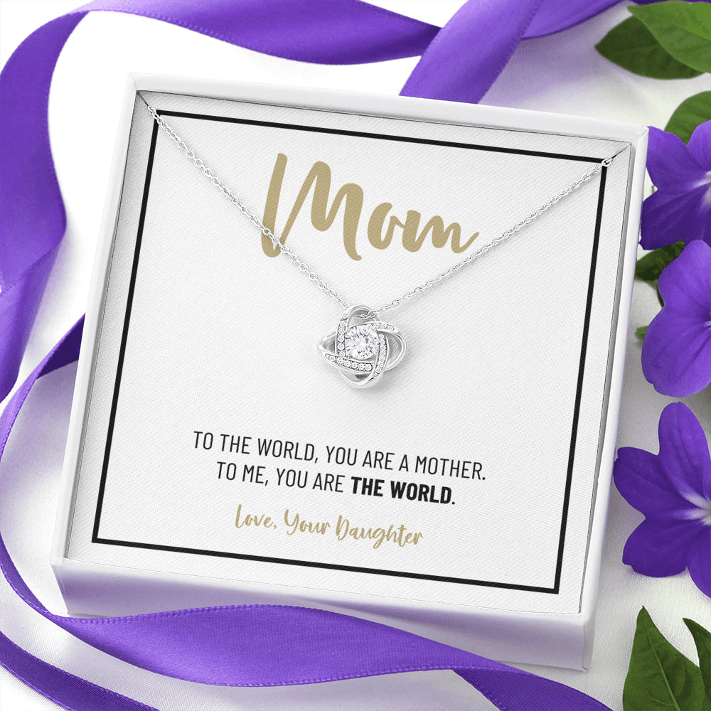 Mom Necklace, Gift from Daughter, Birthday Gift for Mom, Gift for Mother's Day, Love Knot Necklace for Mom, Daughter to Mother Gift