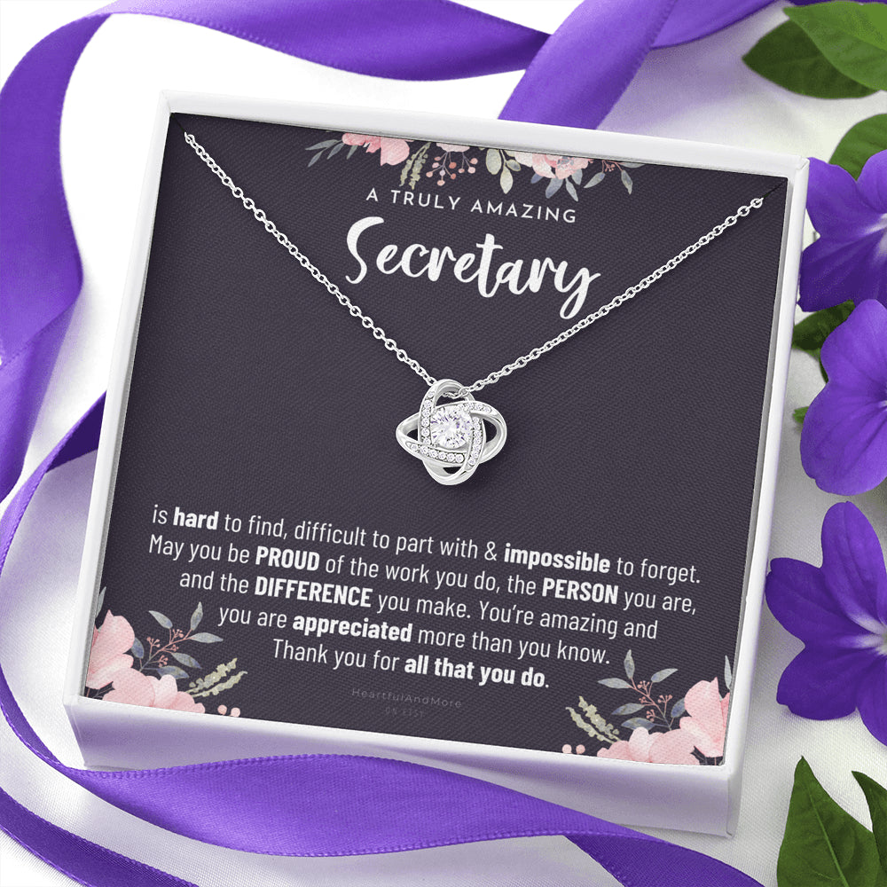 Gift For Female Secretary, Secretary Gift, Secretary Appreciation Gift, Birthday, Love Knot Necklace