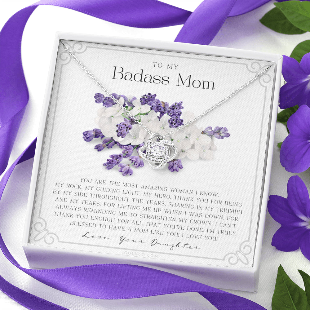 Love Knot Necklace | To My Badass Mom Necklace | Mother’s Day Gift | Daughter to Mom Gift | Gift from Daughter to Mom on Wedding Day | Mom gift | Birthday Gift