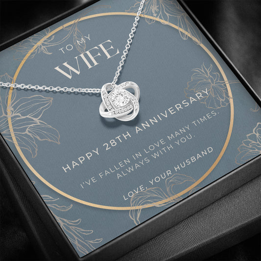 28 Year Anniversary Gift For Wife - Love Knot Necklace