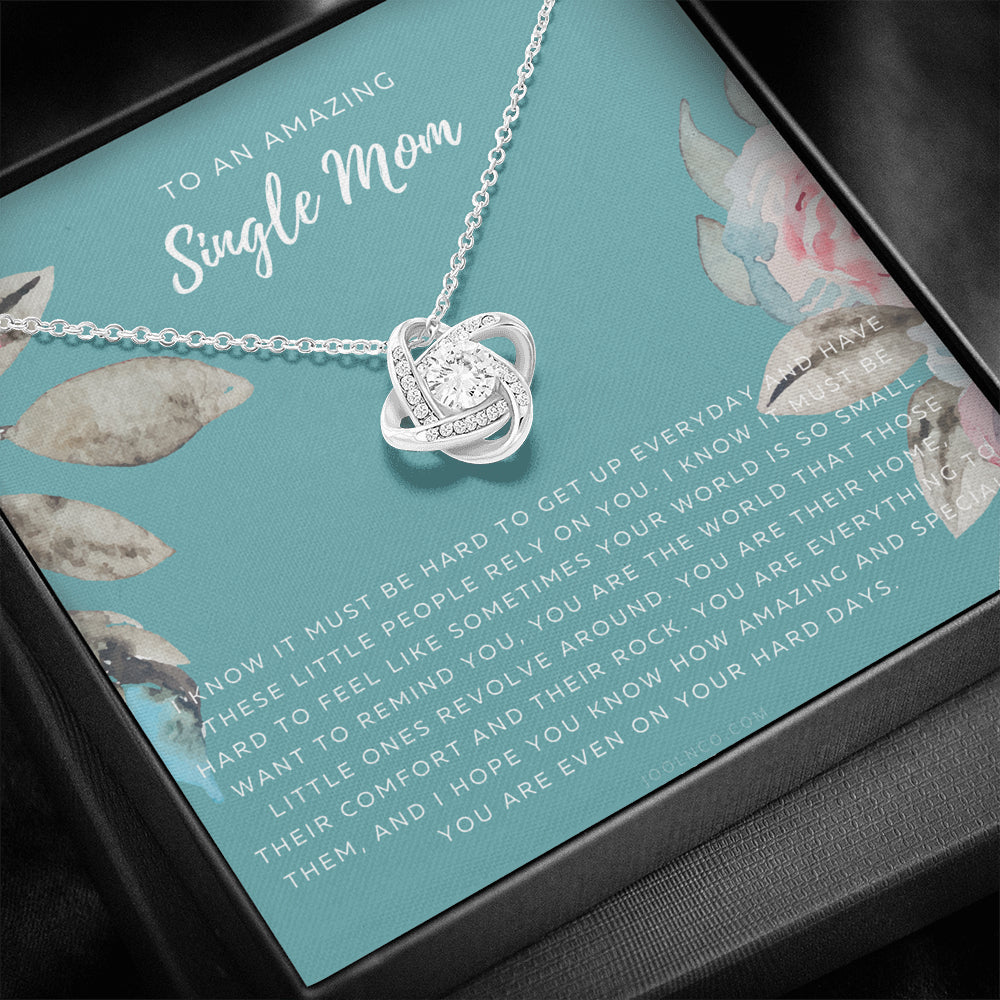 Love Knot Necklace, Single Mom Gift, Mothers Day Gift, Present for Single mother, Super mom Necklace, Gift for Single Mother, Jewelry for Mom