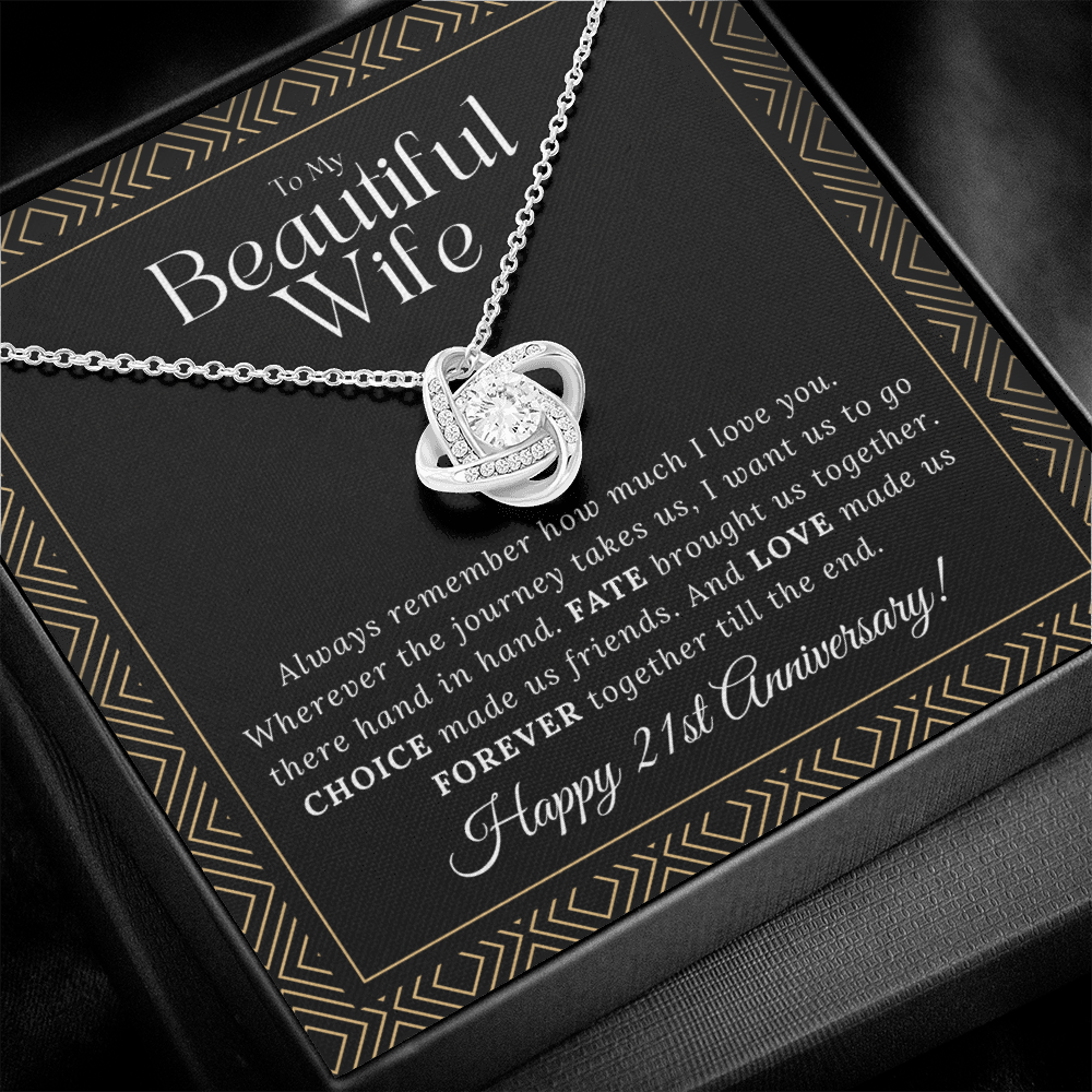 21 Year Anniversary Gift For Wife - Love Knot Necklace