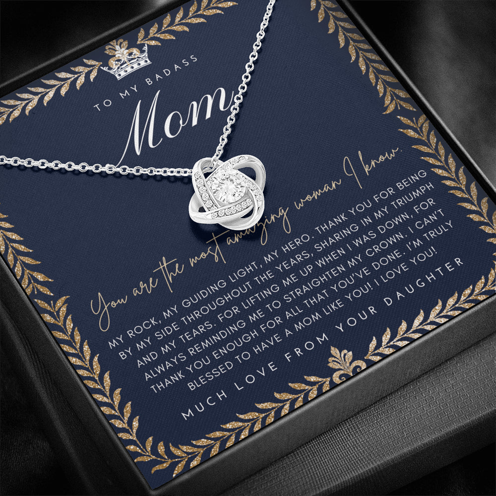 Love Knot Necklace | To My Badass Mom Necklace | Mother’s Day Gift | Personalized Mom Gift | Mothers Necklace | Gift for Mom | Best Mom Gift | Interlock Heart