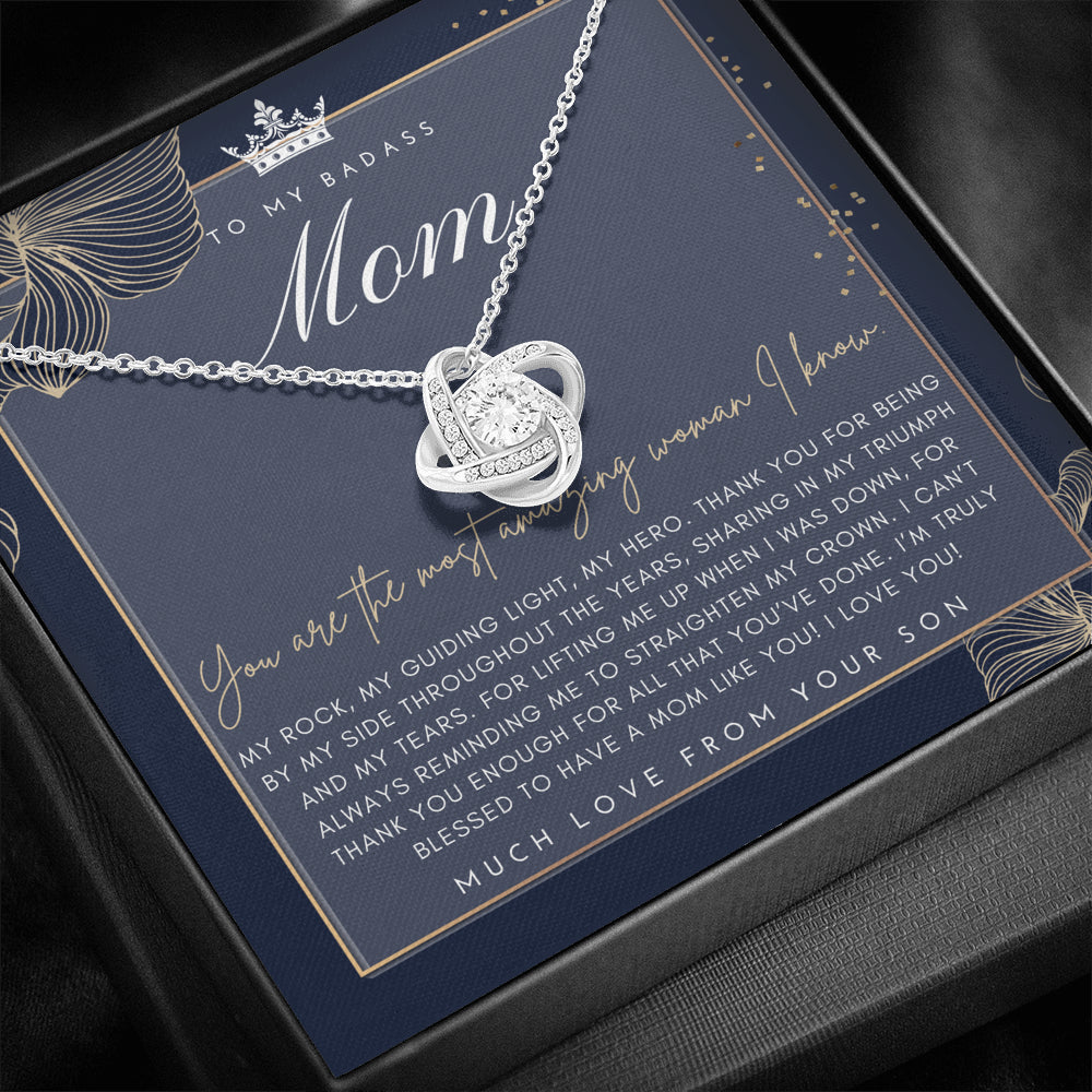 Badass Mom Gift | To My Badass Mom Necklace | Mother’s Day Gift | Gift from Son to Mom on Wedding Day | Beautiful Mom gift | Love Knot