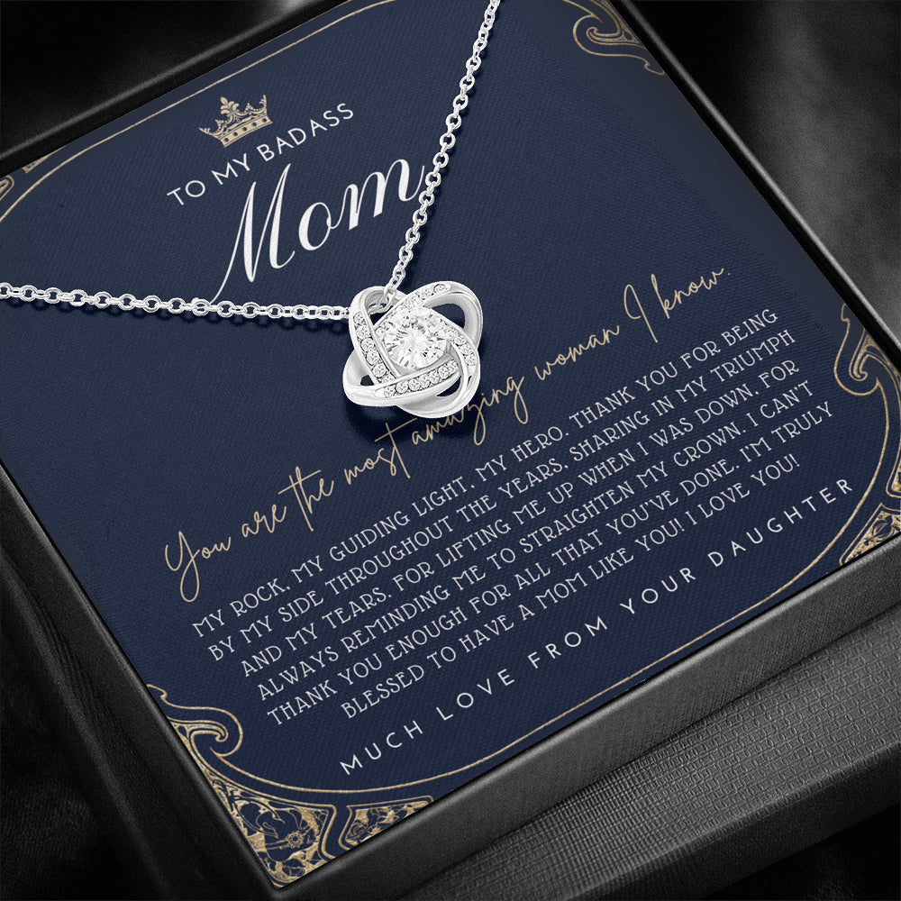 Love Knot Necklace | To My Badass Mom Necklace | Mother’s Day Gift | Personalized Mom Gift | Mothers Necklace | Gift for Mom | Best Mom Gift | Interlock Heart