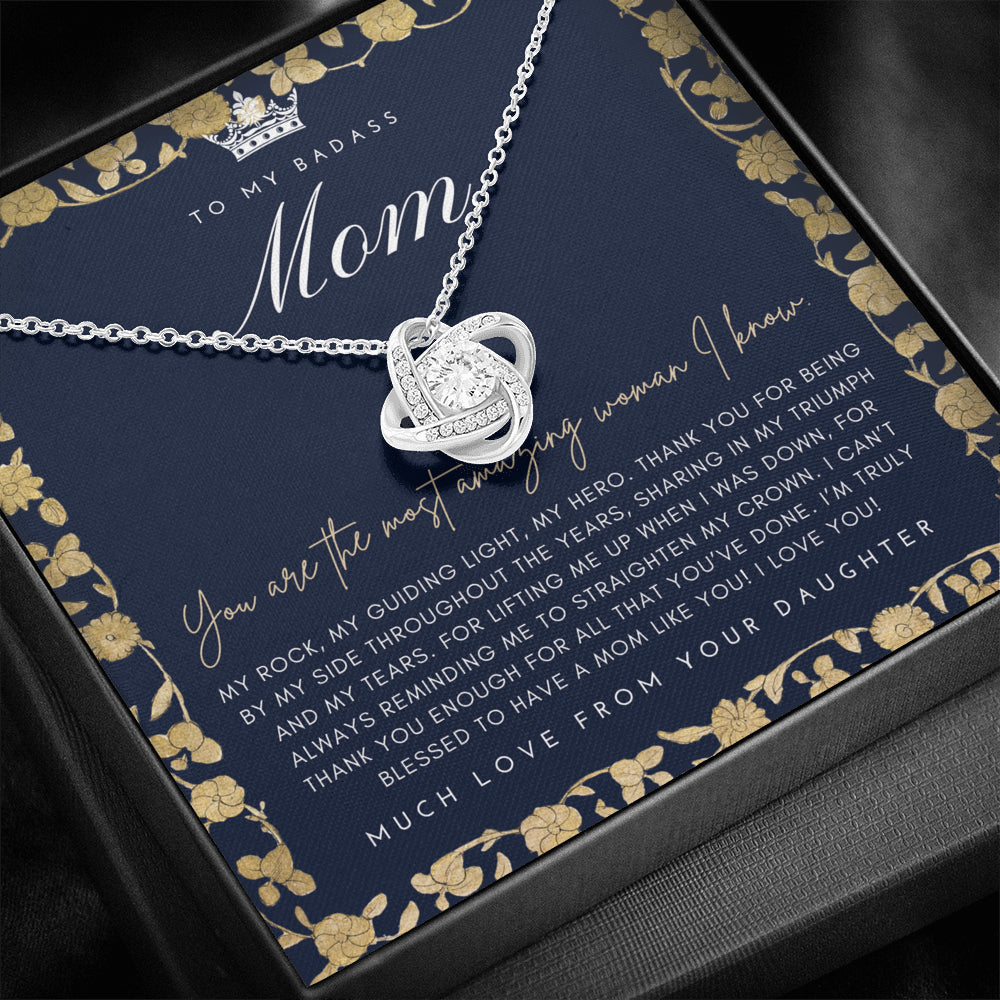 Love Knot Necklace | To My Badass Mom Necklace | Mother’s Day Gift | Personalized Mom Gift | Mothers Necklace | Gift for Mom | Best Mom Gift | Interlock Heart