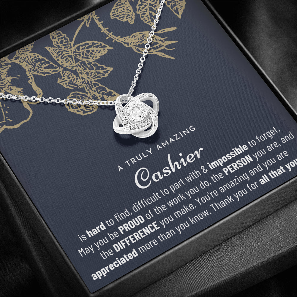 Gift For Female Casher, Casher Retirement Gift, Casher Appreciation Gift, Birthday, Love Knot Necklace