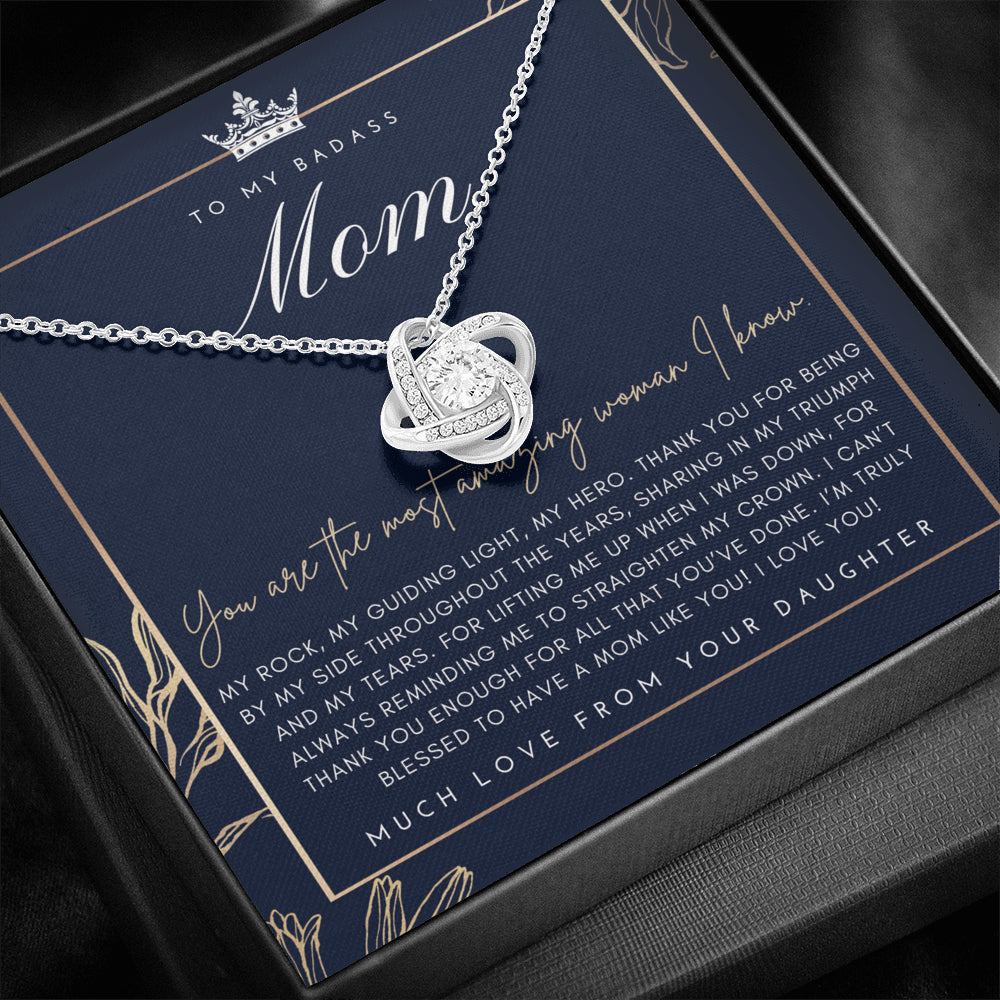 Love Knot Necklace | To My Badass Mom Necklace | Mother’s Day Gift | Personalized Mom Gift | Mothers Necklace | Gift for Mom | Best Mom Gift | Interlock Heart